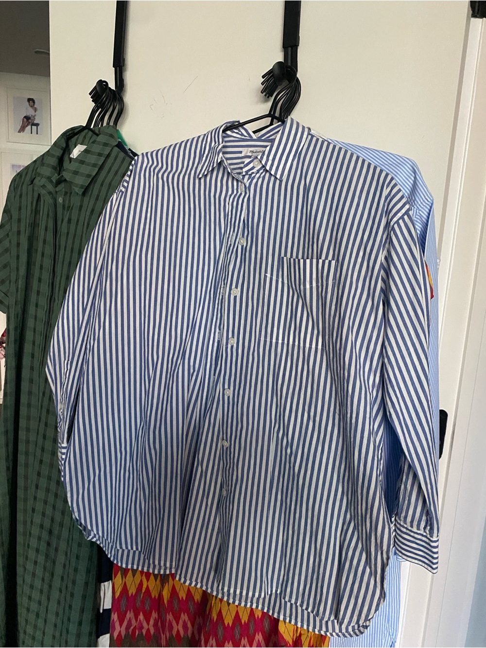 Madewell Blue and White Vertical Stripe Button-Down Shirt